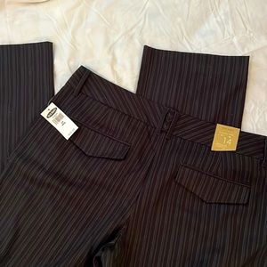 Classic Rise Stretch Black and Grey Pinstripe Dress Pants, size 14